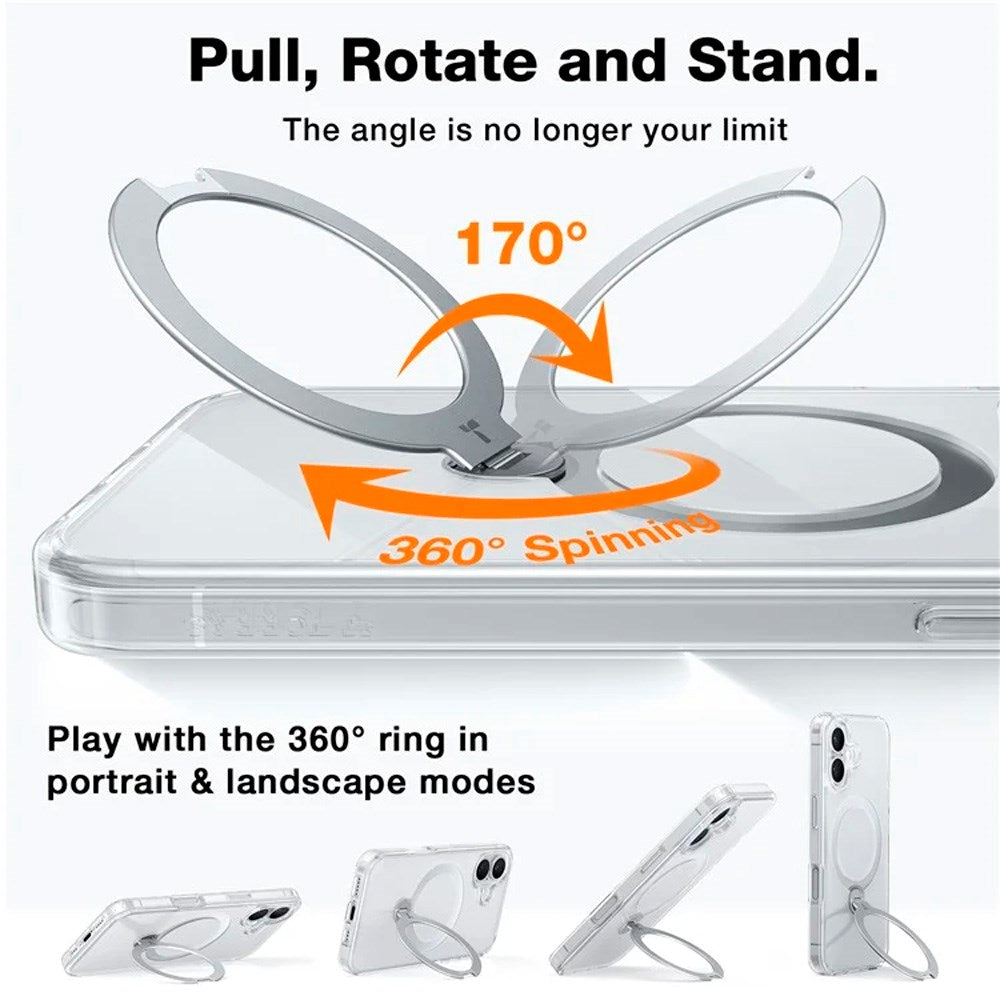 TORRAS iPhone 16 Flexibelt Plast Skal m. Ställfunktion - MagSafe Kompatibel - Genomskinlig