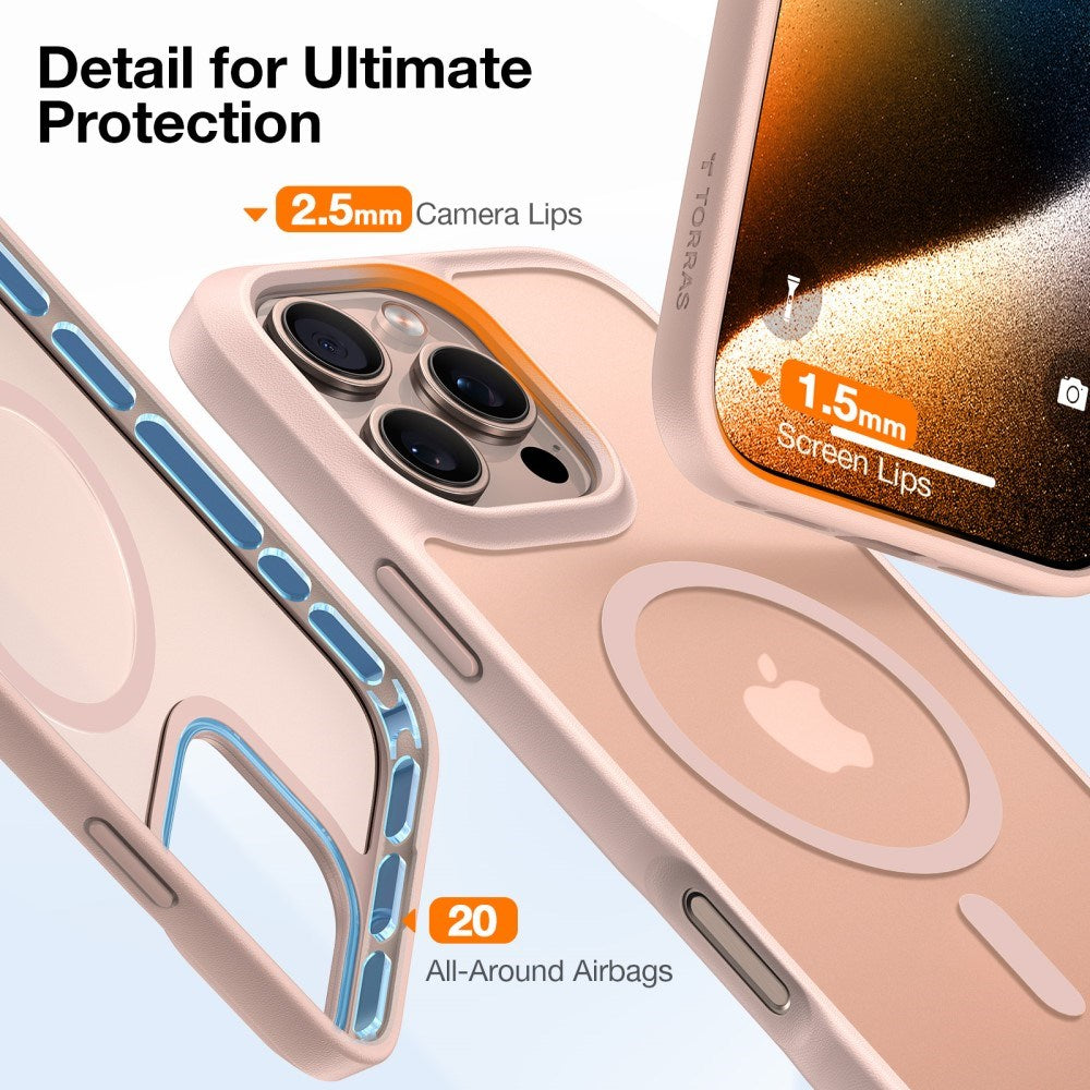 TORRAS iPhone 16 Pro Hybrid Skal - MagSafe Kompatibel - Rose Gold