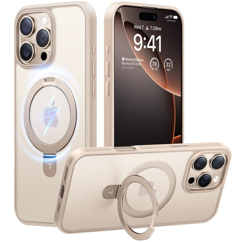 TORRAS iPhone 16 Pro Max Guardian Ostand Series Skal m. Ställ - MagSafe Kompatibel - Rose Gold
