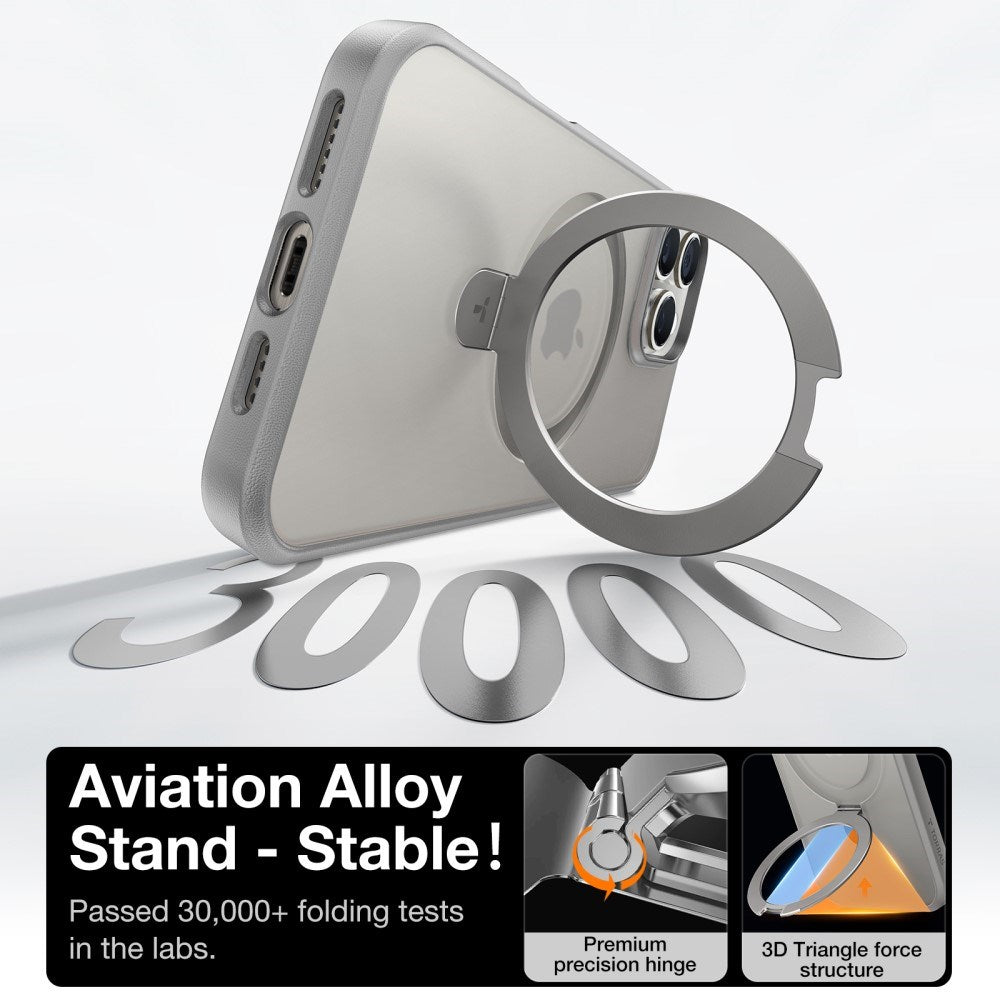 TORRAS iPhone 16 Pro Guardian Ostand Series Skal m. Ställ - MagSafe Kompatibel - Grå