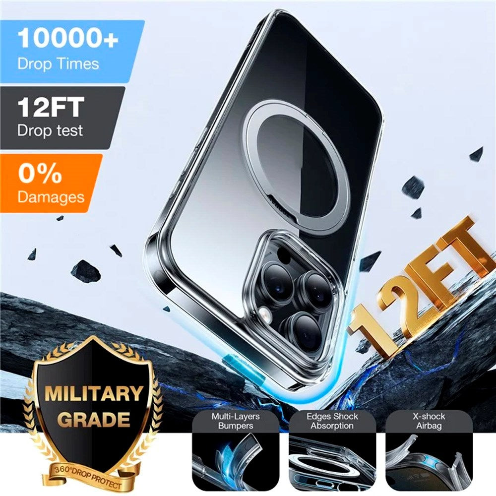 TORRAS iPhone 16 Pro Plast Skal m. Kickstand Ring - MagSafe Kompatibel - Genomskinlig