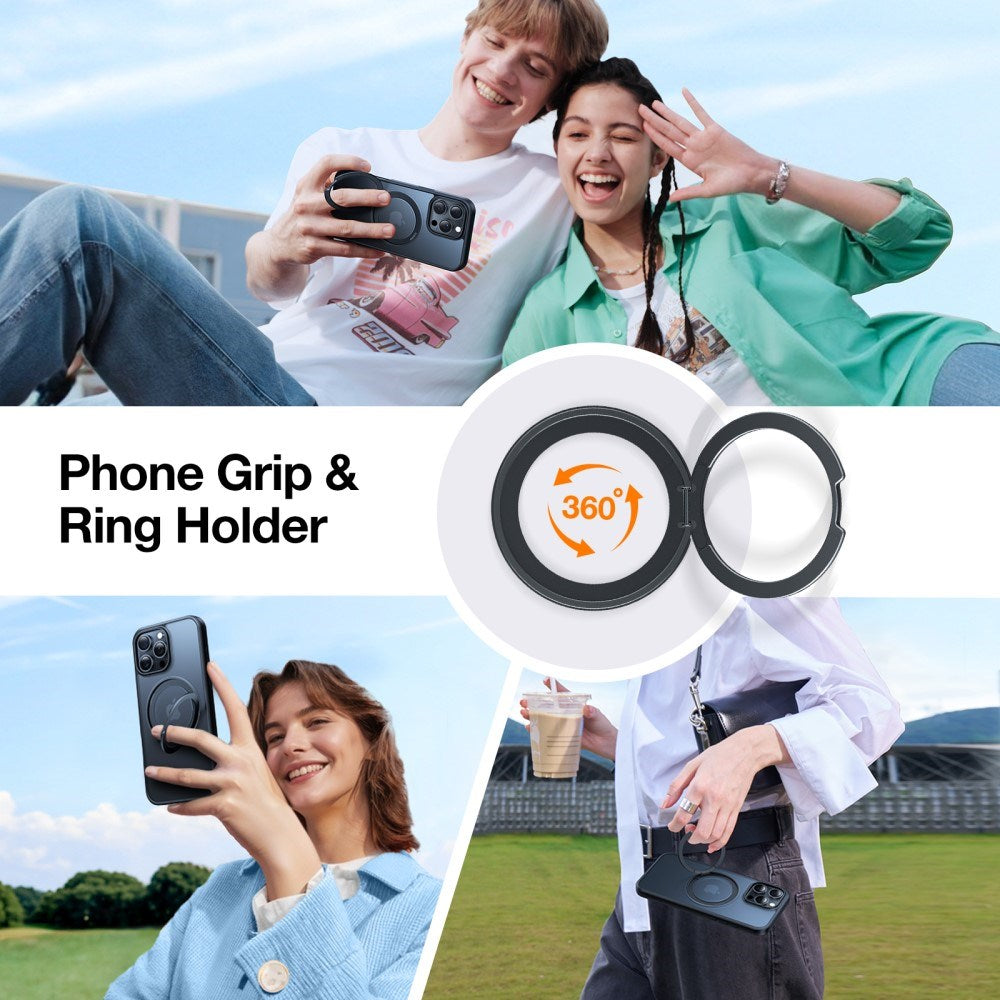 TORRAS iPhone 16 Pro Max Plast Skal m. Kickstand Ring - MagSafe Kompatibel - Svart