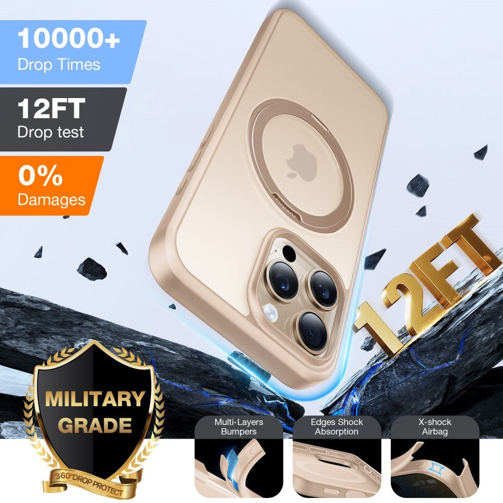 TORRAS iPhone 16 Pro Max Plast Skal m. Kickstand Ring - MagSafe Kompatibel - Rose Gold