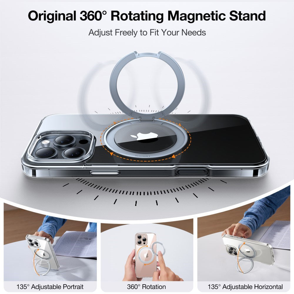 TORRAS iPhone 16 Pro Max Plast Skal m. Kickstand Ring - MagSafe Kompatibel - Genomskinlig