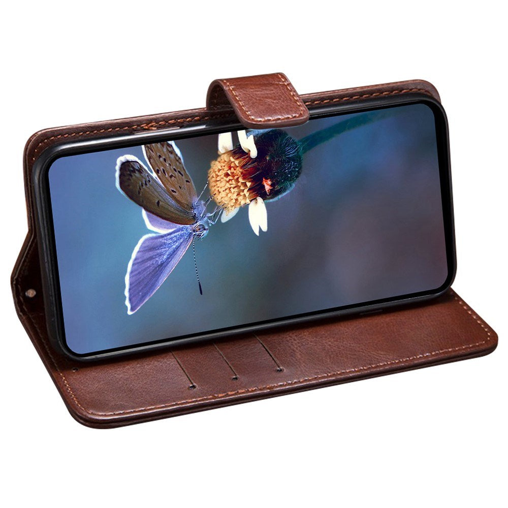 EIDERWOOD iPhone 16 Pro Max Konstläder Fodral m. Plånbok & Stativ Funktion - Blå