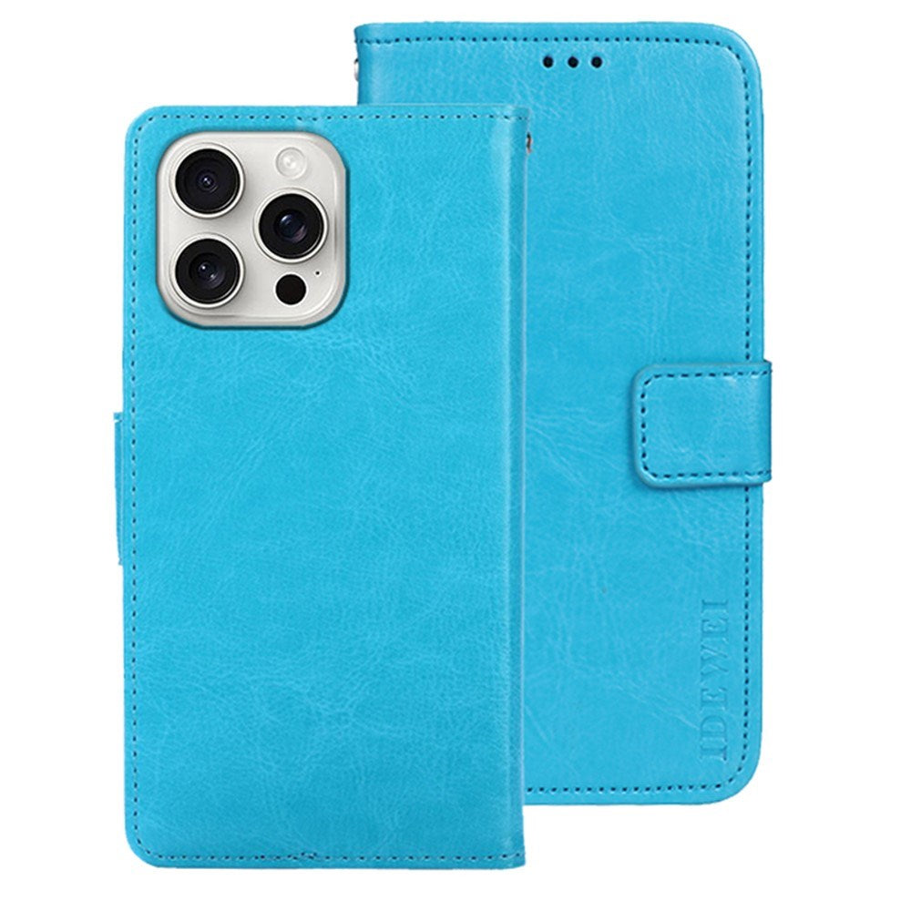 EIDERWOOD iPhone 16 Pro Konstläder Fodral med Plånbok & Stativ Funktion - Blå