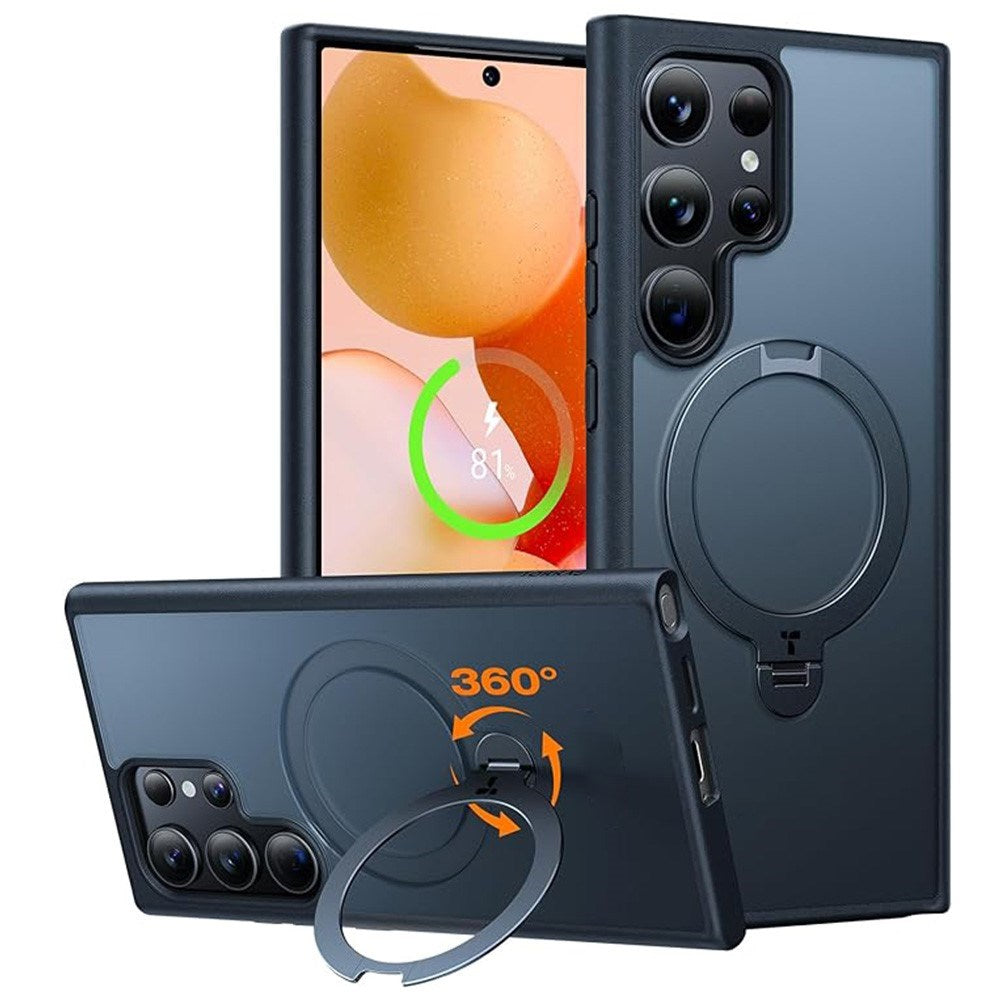 TORRAS Samsung Galaxy S24 Ultra Hybrid Skal m. Roterande Kickstand - MagSafe Kompatibelt - Svart