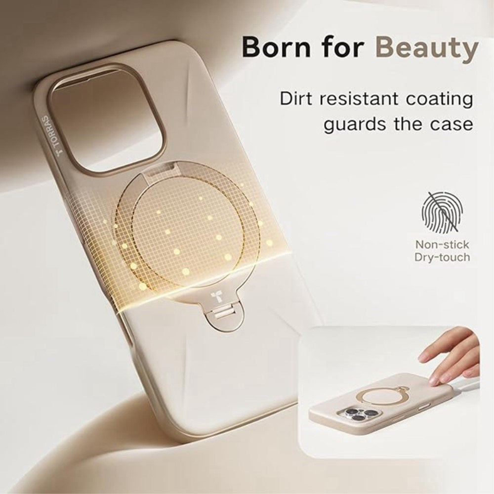 TORRAS iPhone 16 Pro Flexibelt Plast Skal m. Ring Kickstand - MagSafe Kompatibel - Rose Gold