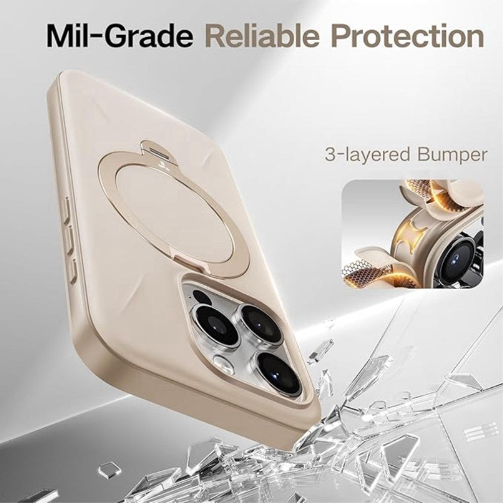 TORRAS iPhone 16 Pro Flexibelt Plast Skal m. Ring Kickstand - MagSafe Kompatibel - Rose Gold