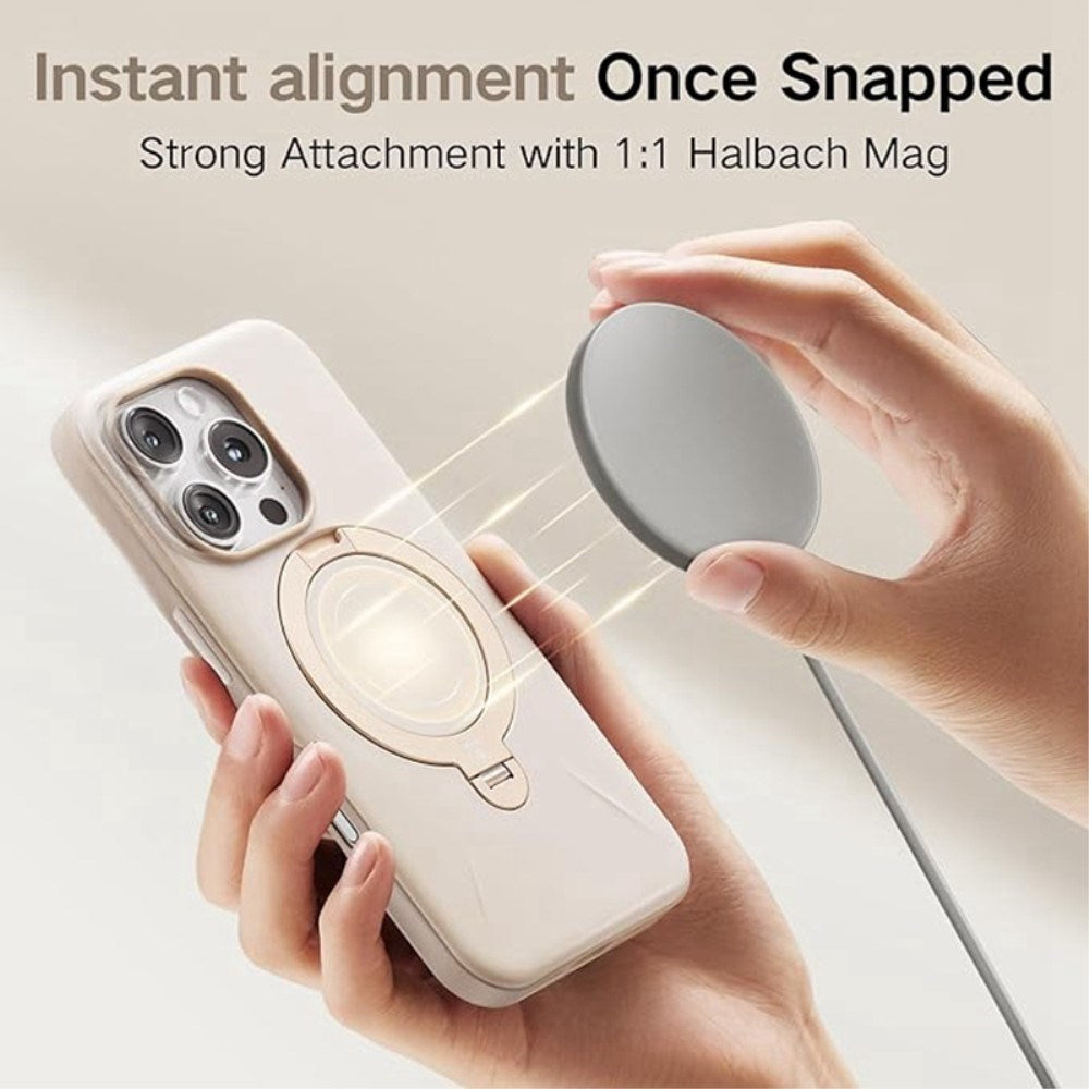 TORRAS iPhone 16 Pro Flexibelt Plast Skal m. Ring Kickstand - MagSafe Kompatibel - Vit