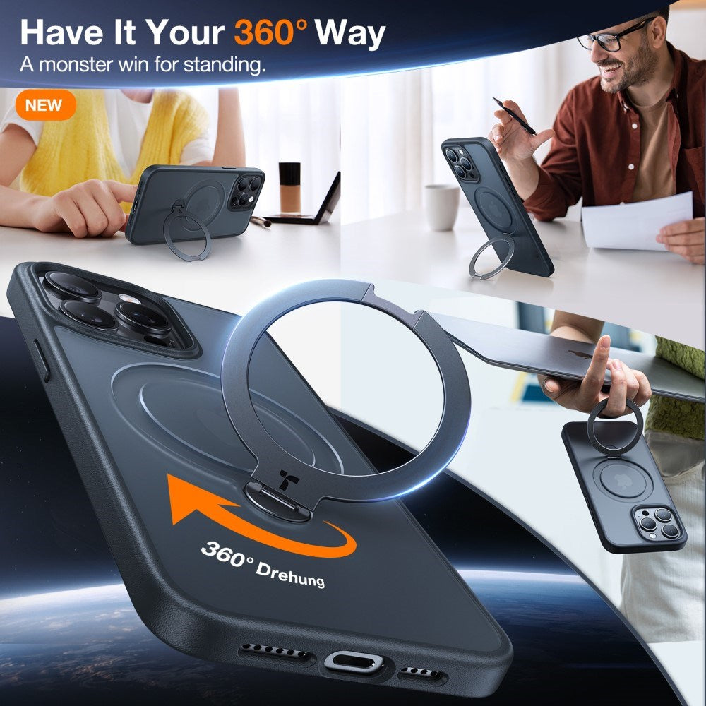 TORRAS iPhone 15 Pro Flexibelt Plast Skal m. Ställfunktion - MagSafe Kompatibel - Svart