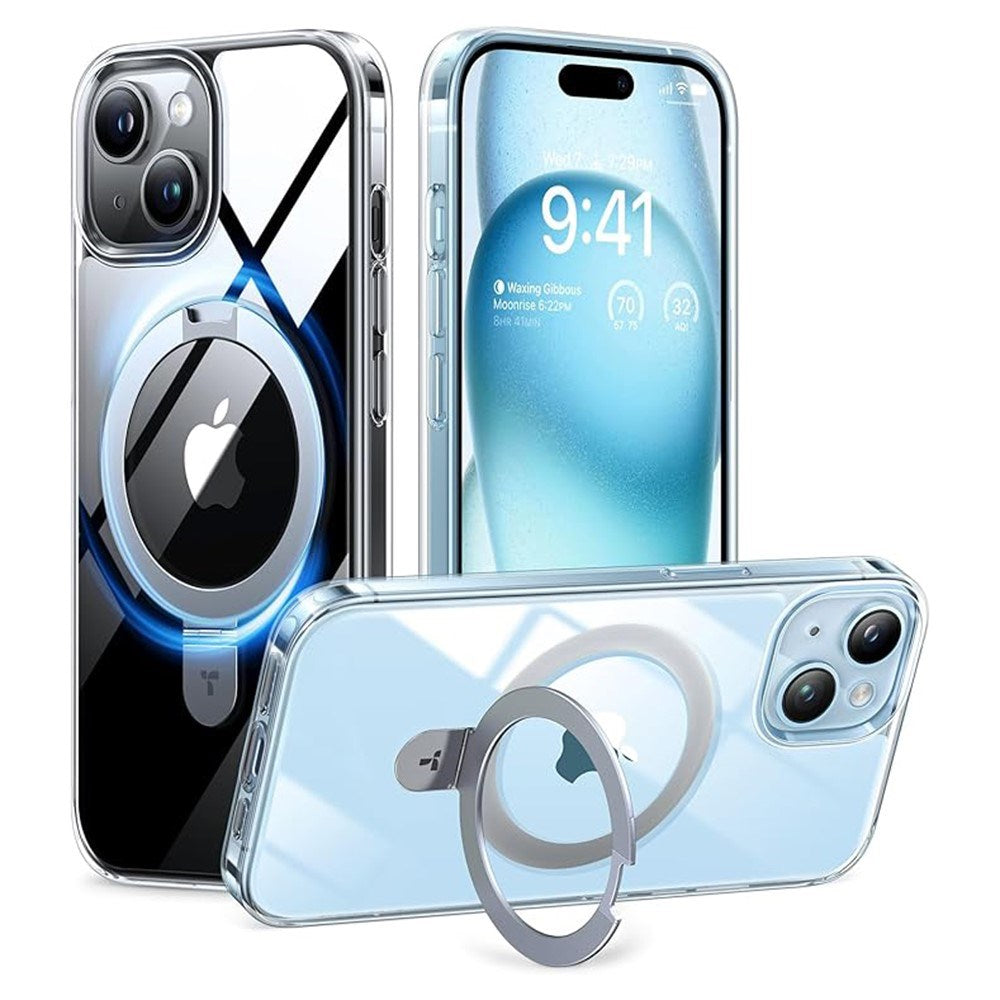 TORRAS iPhone 15 Flexibelt Plast Skal m. Ställfunktion - MagSafe Kompatibel - Genomskinlig