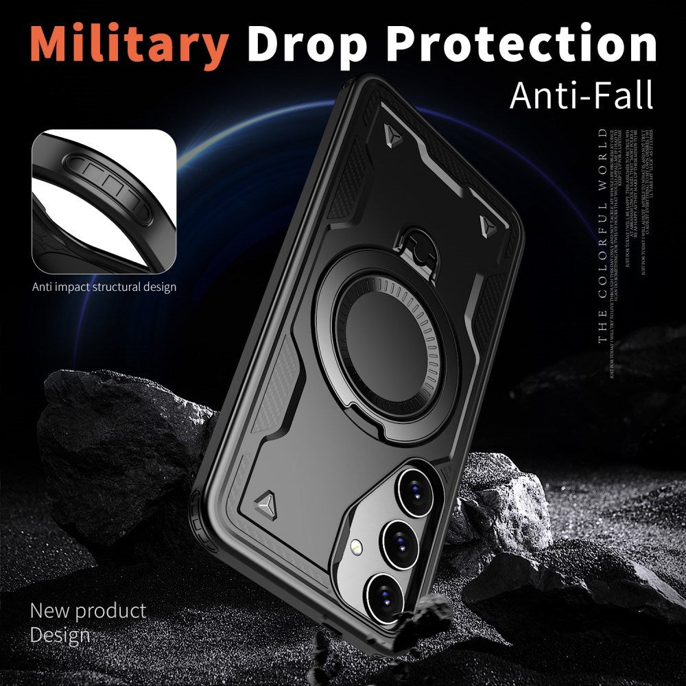 Samsung Galaxy S25/S24 Skal med MagSafe-kompatibilitet – Militärklassad Skydd och Ställfunktion - Svart