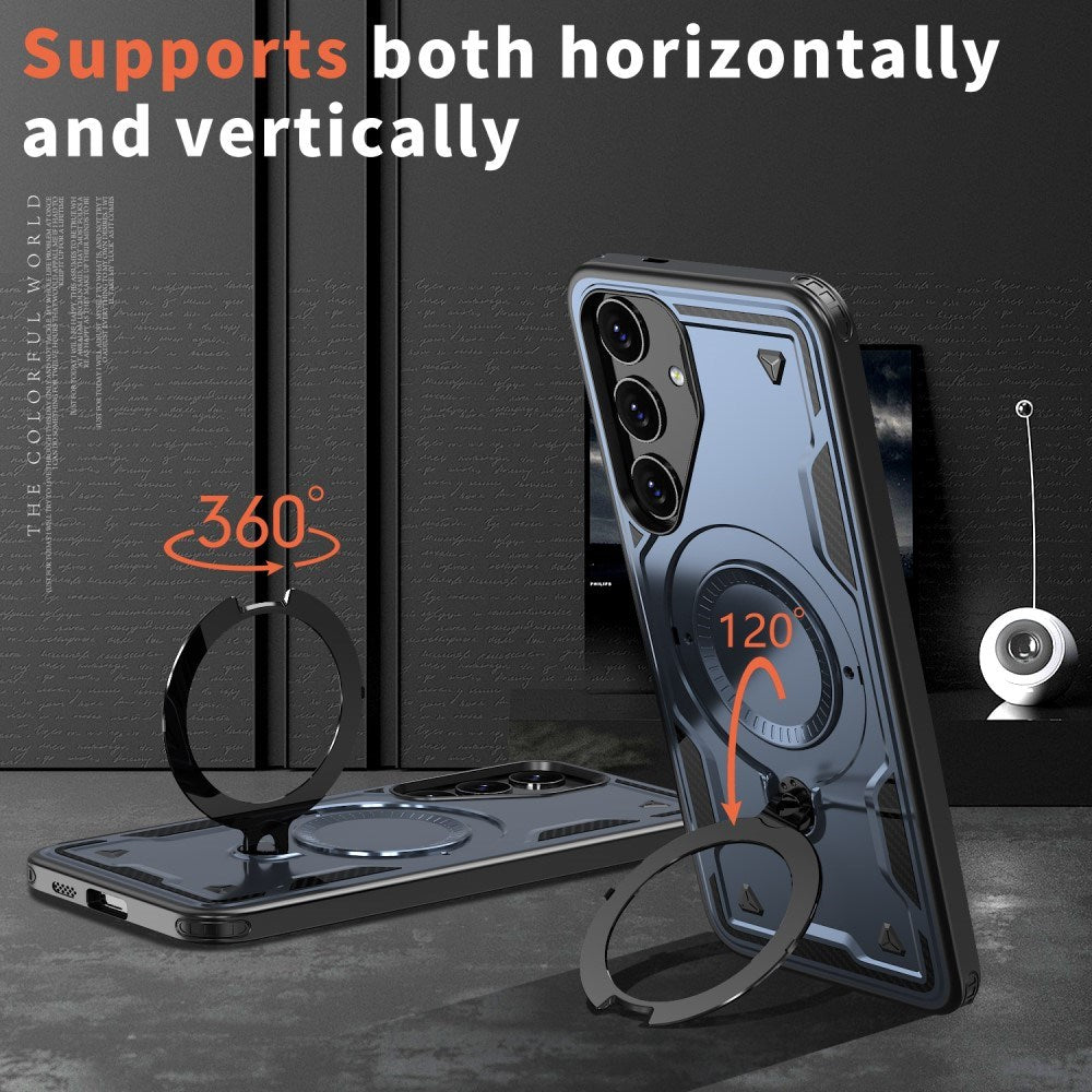 Samsung Galaxy S25/S24 Skal med MagSafe-kompatibilitet – Militärklassad Skydd och Ställfunktion - Blå