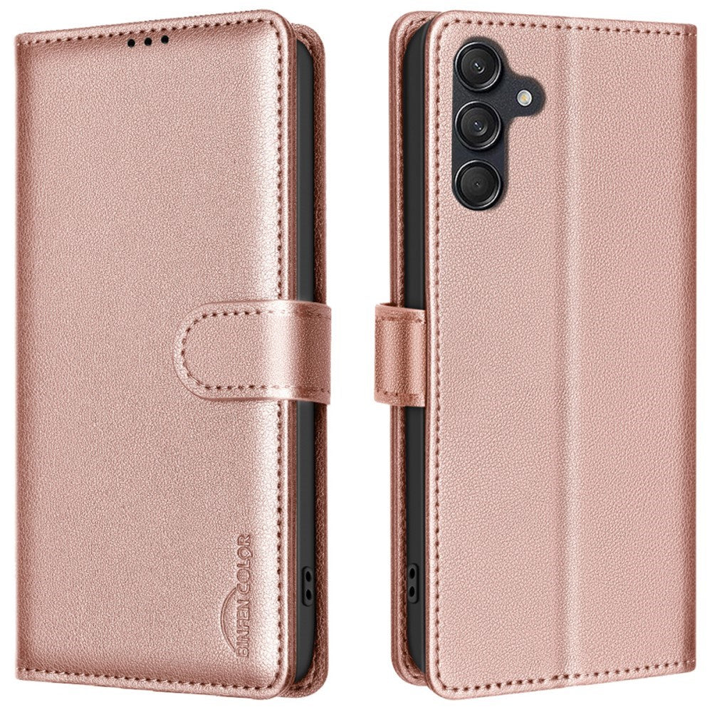 Samsung Galaxy A36 (5G) BINFEN Konstläder Fodral med RFID Blockering - Rose Gold