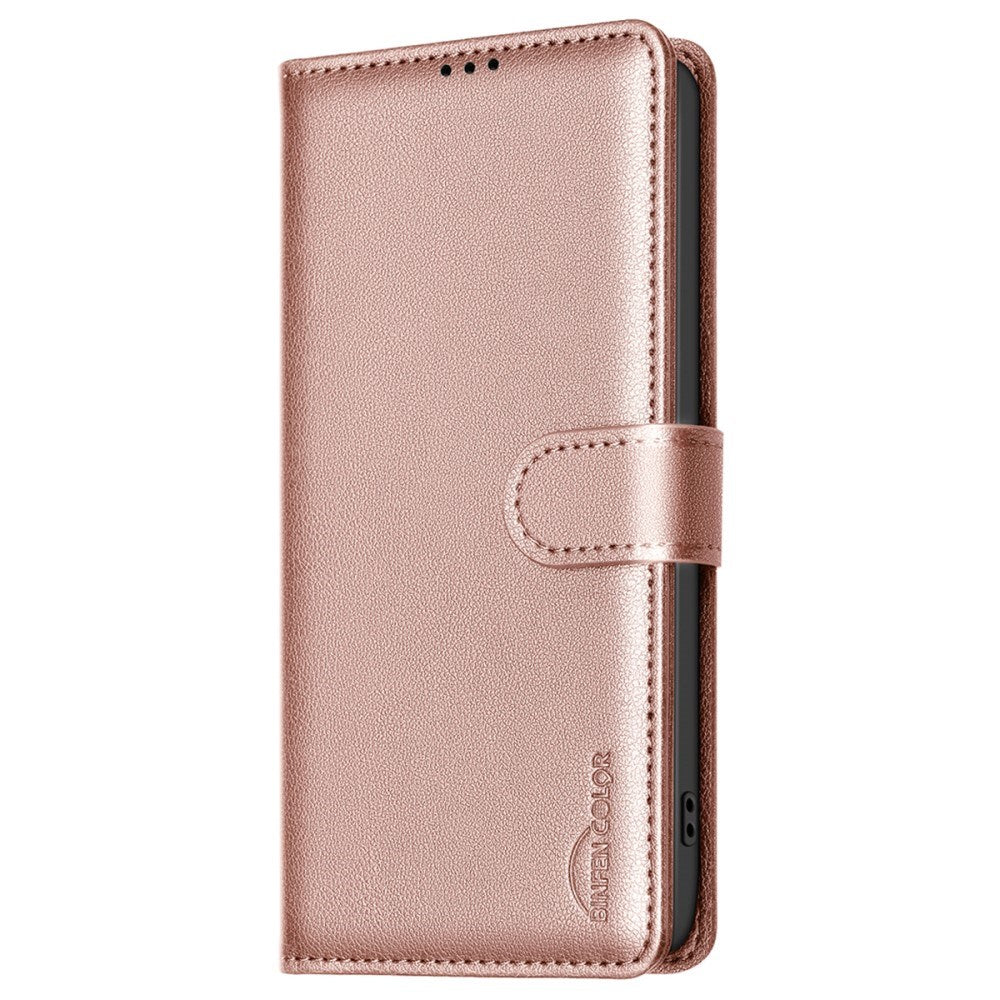 Samsung Galaxy A36 (5G) BINFEN Konstläder Fodral med RFID Blockering - Rose Gold