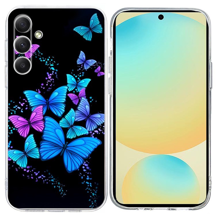 EIDERWOOD Samsung Galaxy S25 FE Flexibel Plast Skal med Motiv - Svart / Blå Fjärilar