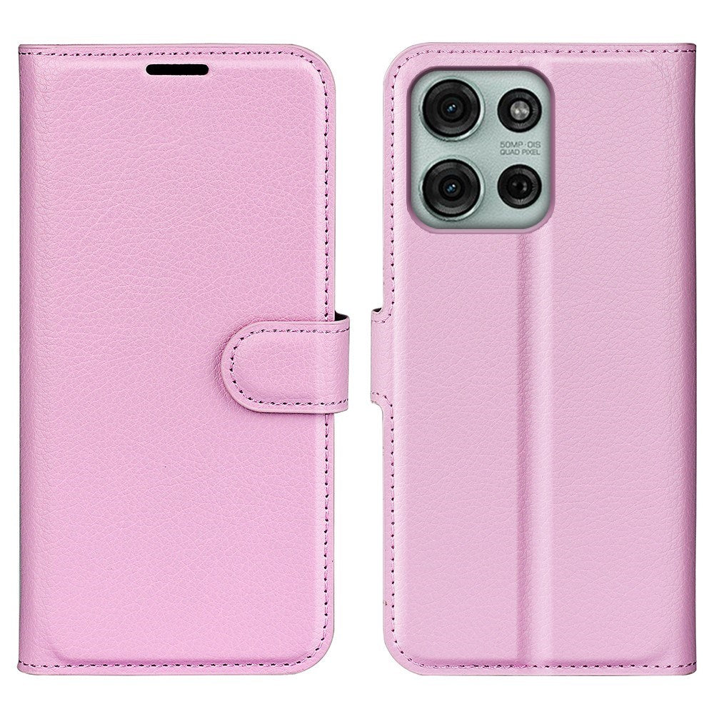 EIDERWOOD Motorola Moto G75 (5G) Konstläder Flip Fodral m. Korthållare & Ställfunktion - Rosa