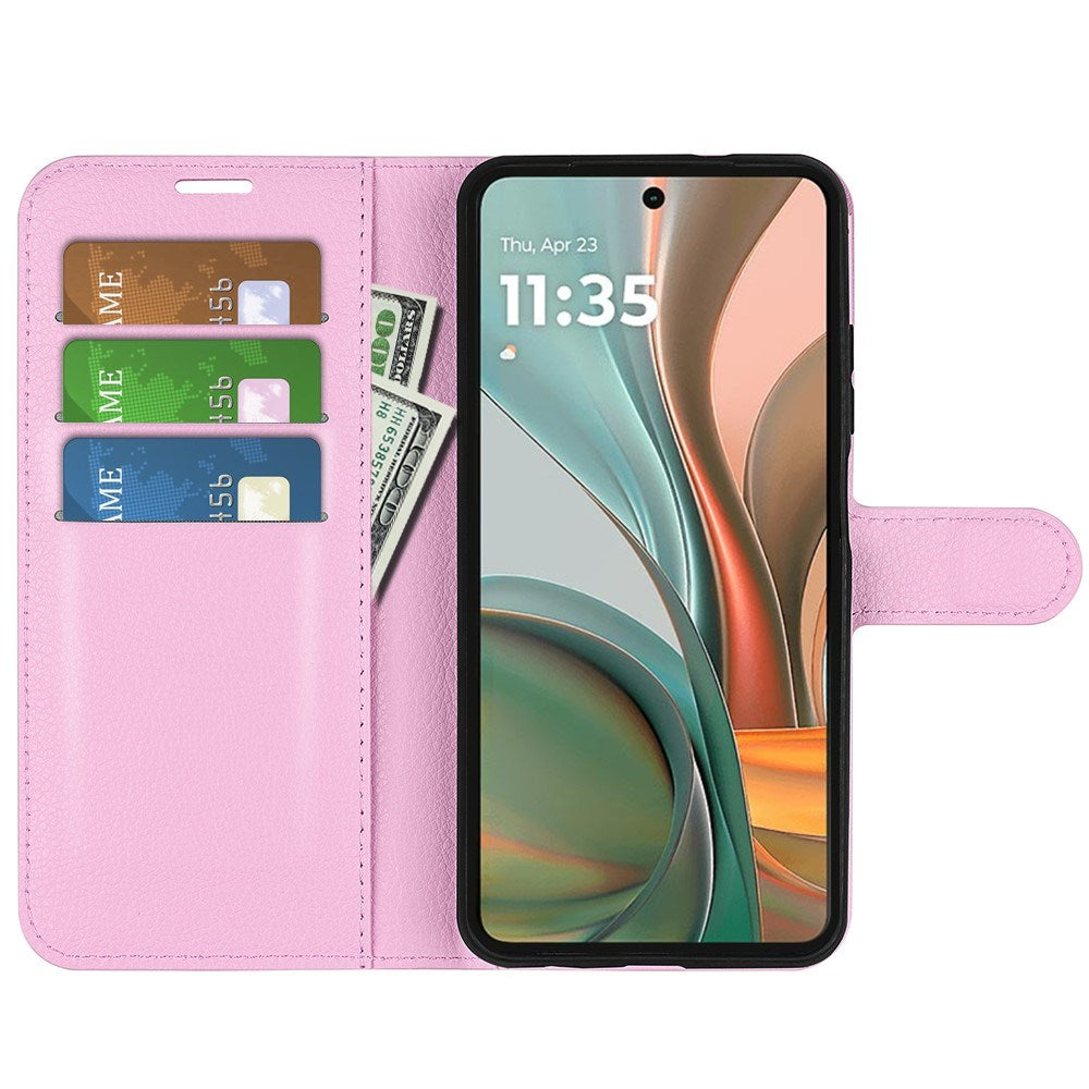 EIDERWOOD Motorola Moto G75 (5G) Konstläder Flip Fodral m. Korthållare & Ställfunktion - Rosa