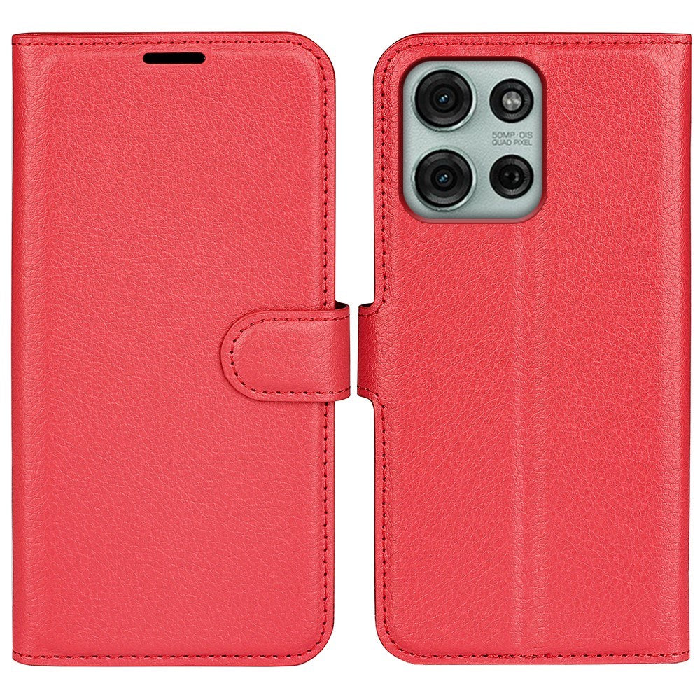 EIDERWOOD Motorola Moto G75 (5G) Konstläder Flip Fodral m. Korthållare & Ställfunktion - Röd