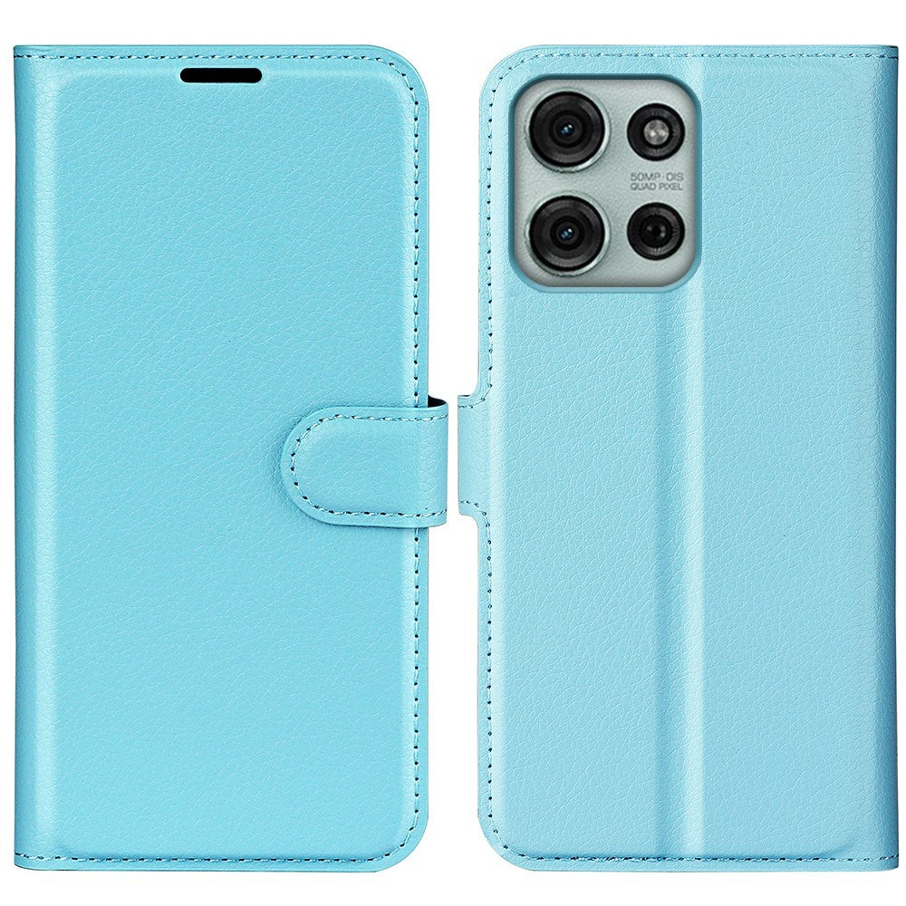 EIDERWOOD Motorola Moto G75 (5G) Konstläder Flip Fodral m. Korthållare & Ställfunktion - Blå