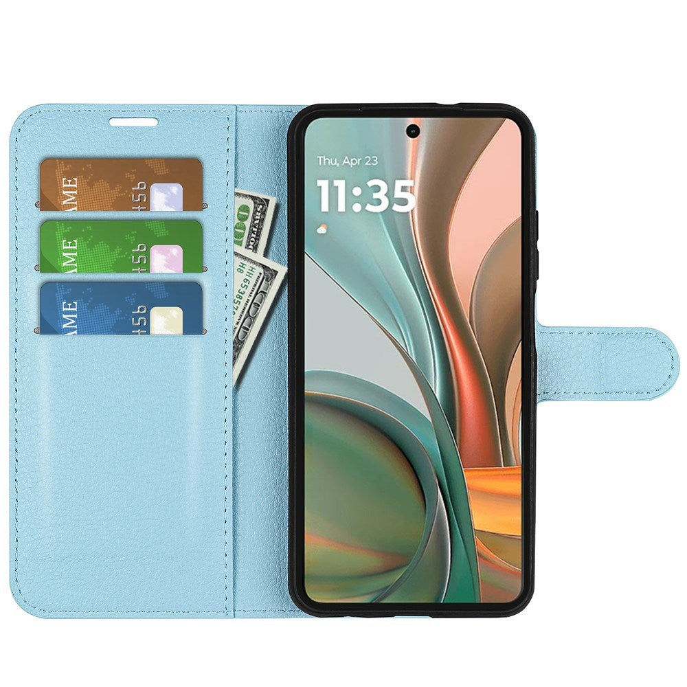 EIDERWOOD Motorola Moto G75 (5G) Konstläder Flip Fodral m. Korthållare & Ställfunktion - Blå