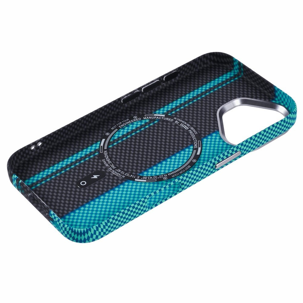 EIDERWOOD Mönstrad Carbon Skal - iPhone 16 - MagSafe Kompatibel - Blue/Black