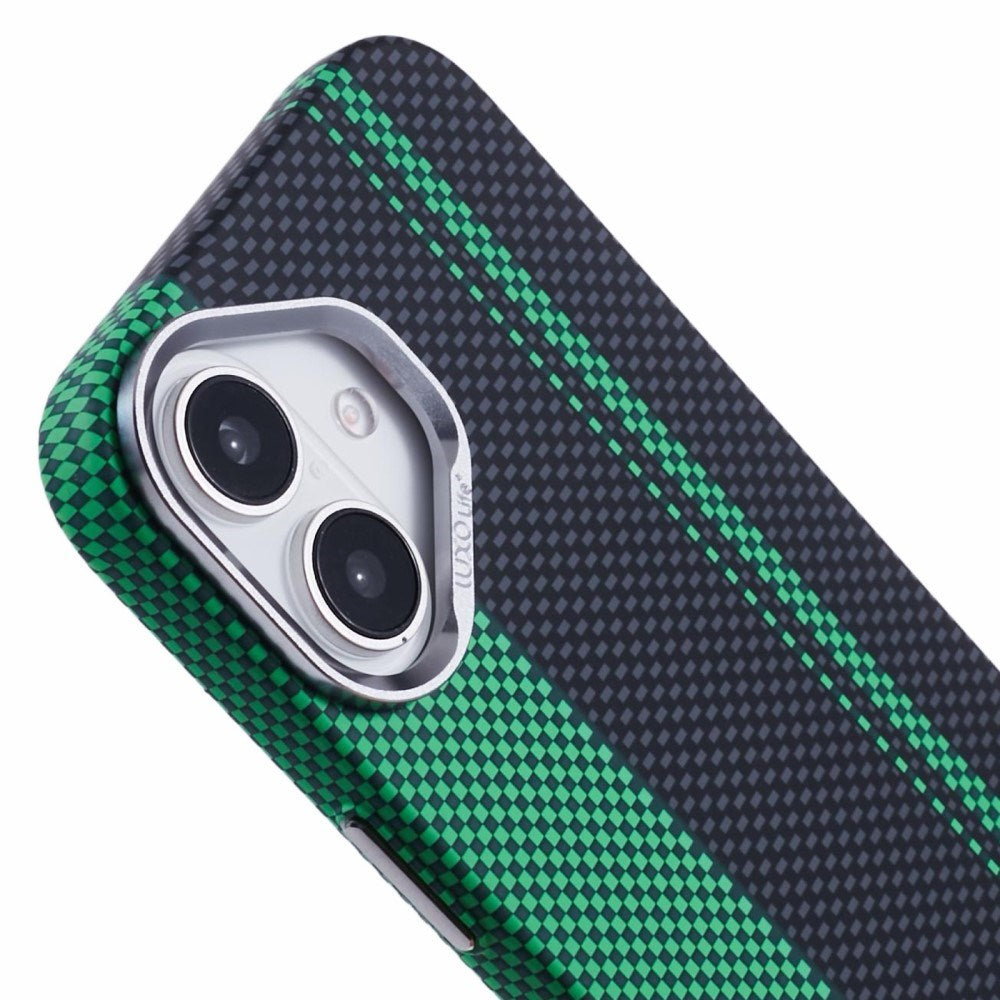 EIDERWOOD Mönstrad Carbon Skal - iPhone 16 - MagSafe Kompatibel - Green/Black