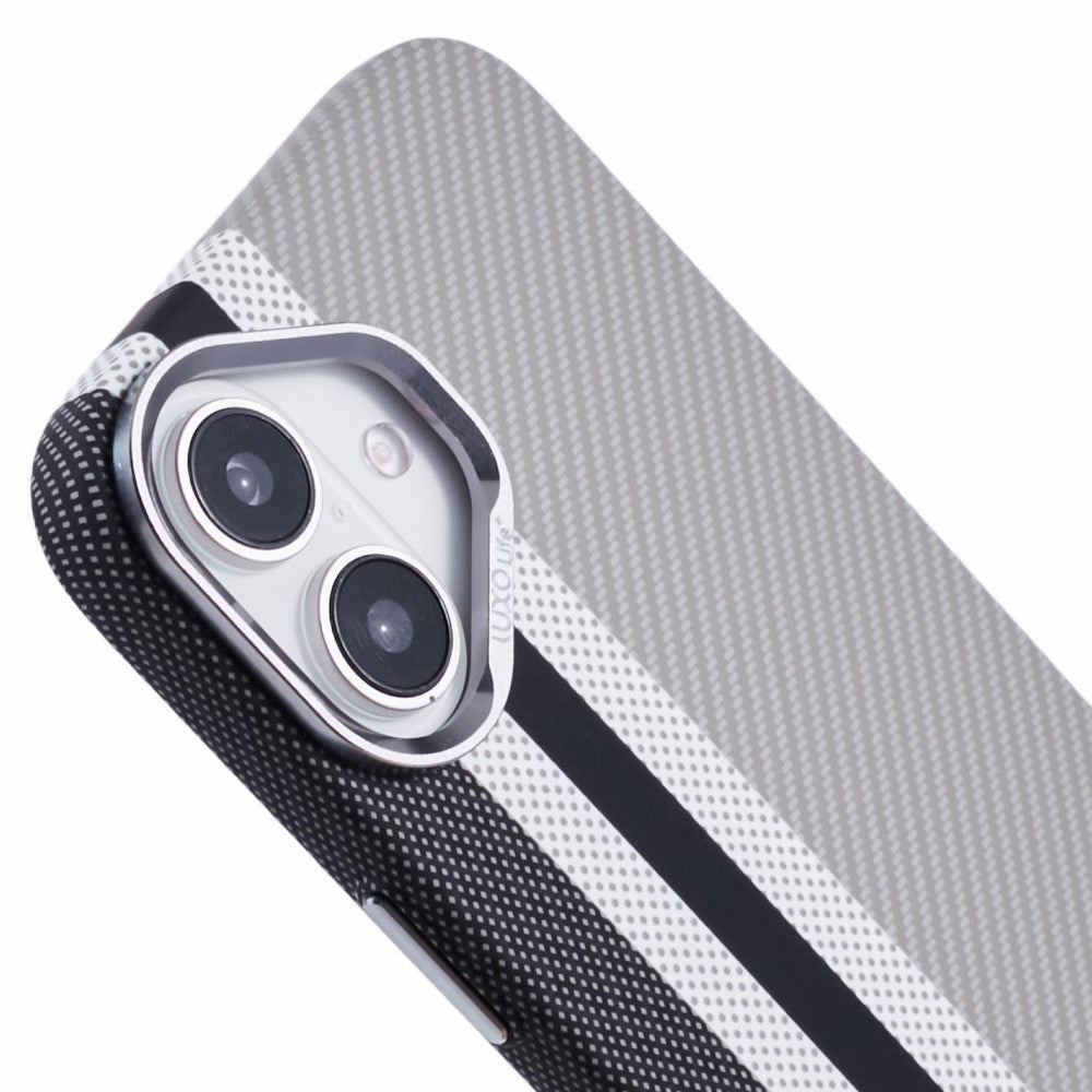 EIDERWOOD Mönstrad Carbon Skal - iPhone 16 - MagSafe Kompatibel - Grey Stripes