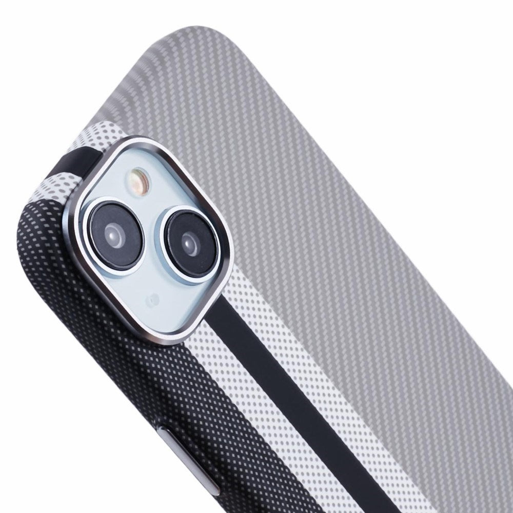 EIDERWOOD Mönstrad Carbon Skal - iPhone 15 - MagSafe Kompatibel - Grey Stripes