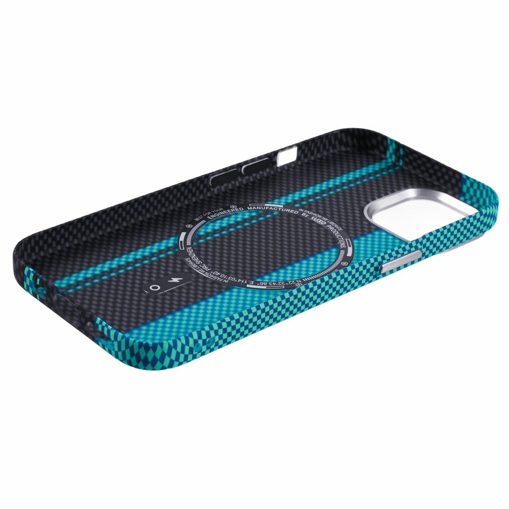 EIDERWOOD Mönstrad Carbon Skal - iPhone 15 - MagSafe Kompatibel - Blue/Black