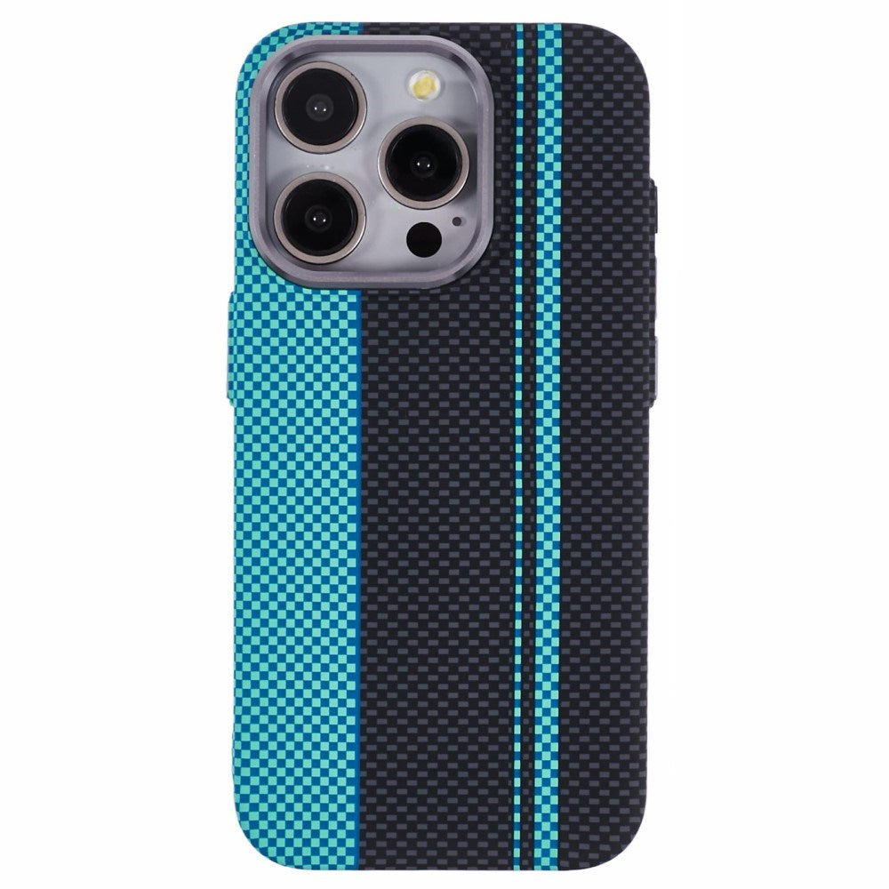 EIDERWOOD Mönstrad Carbon Skal - iPhone 15 Pro - MagSafe Kompatibel - Blue/Black