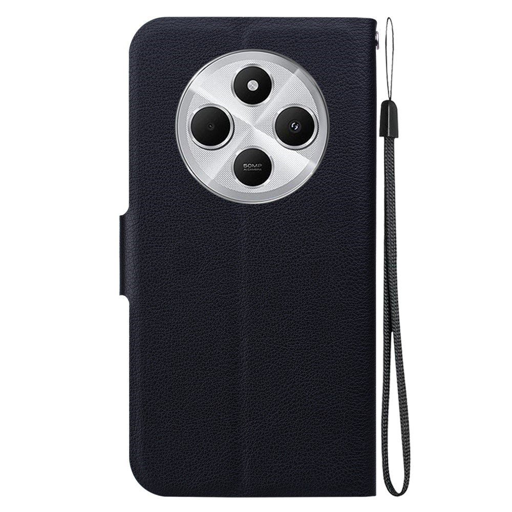 EIDERWOOD Xiaomi Redmi 14C / Poco C75 Konstläder Flip Fodral m. Rem - Svart