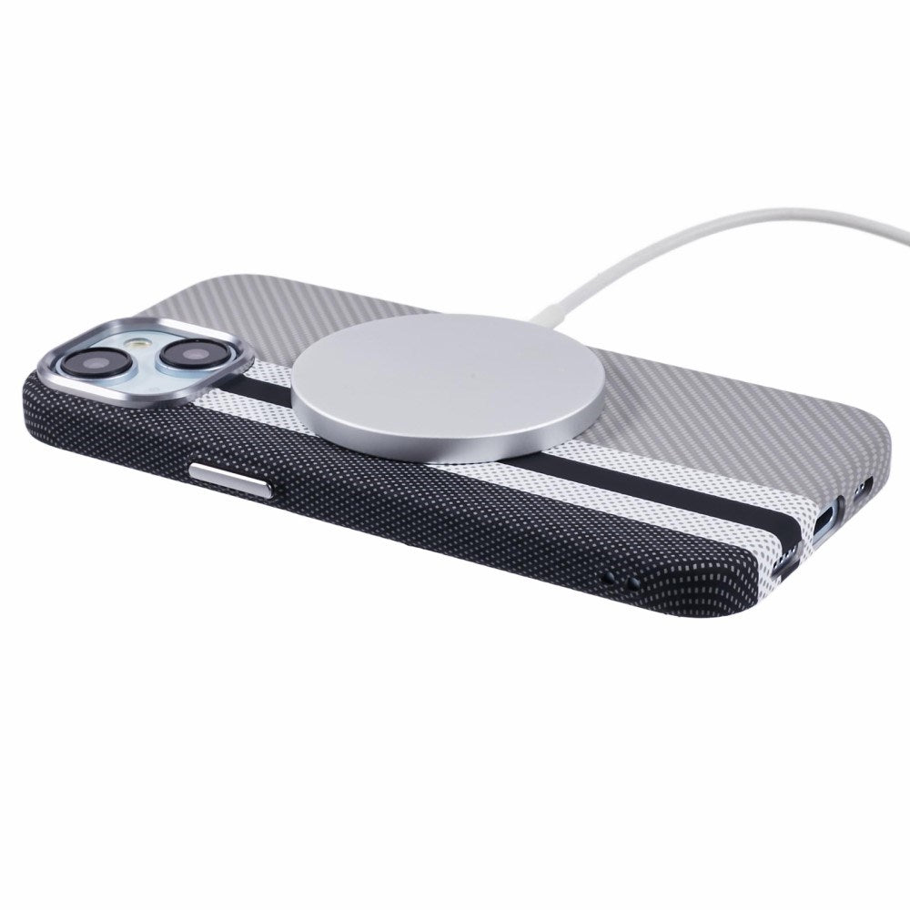 EIDERWOOD Mönstrad Carbon Skal - iPhone 14 - MagSafe Kompatibel - Grey Stripes