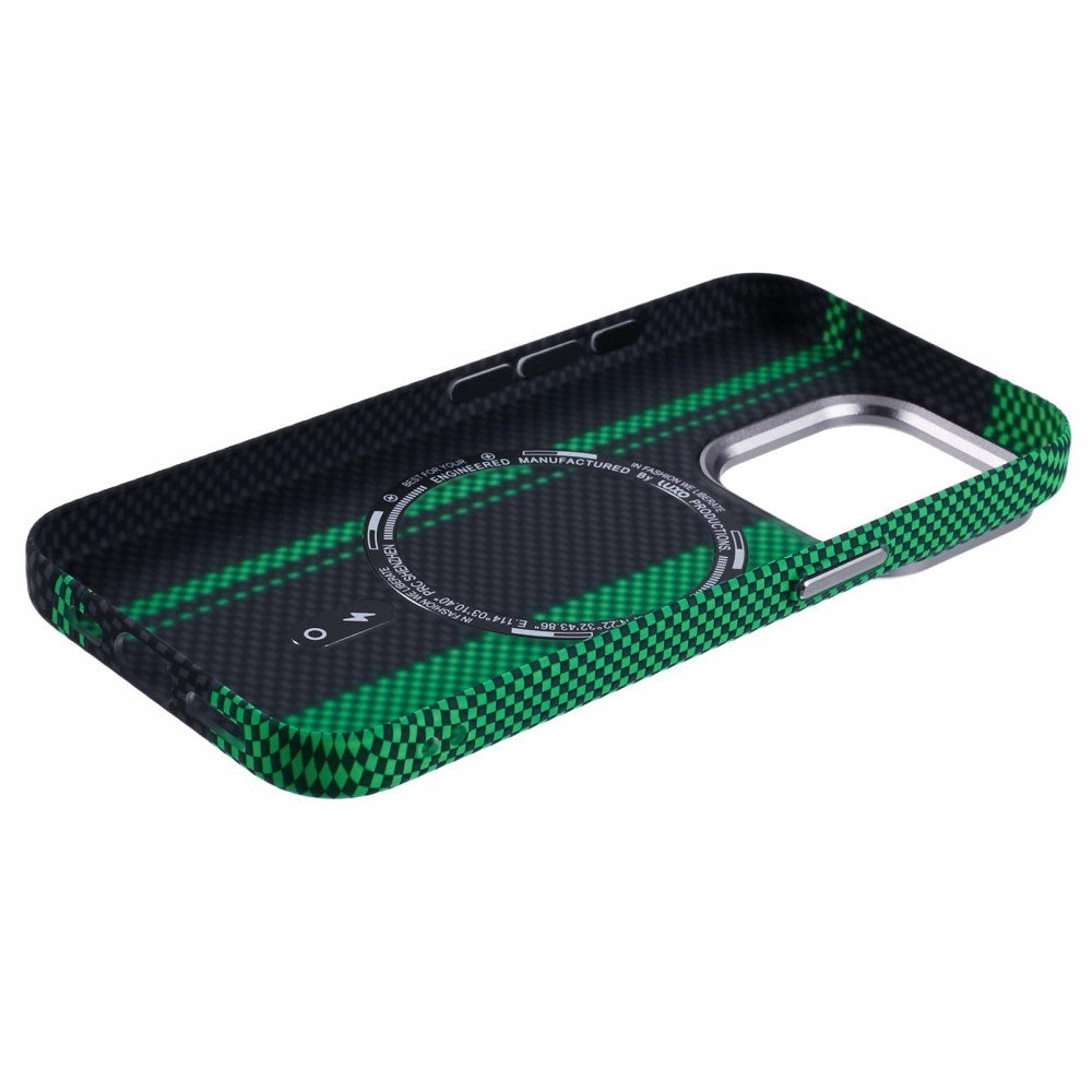 EIDERWOOD Mönstrad Carbon Skal - iPhone 12/12 Pro - MagSafe Kompatibel - Green/Black