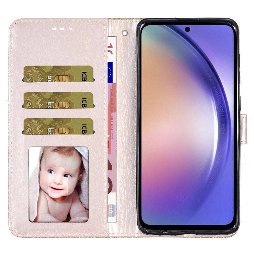 EIDERWOOD Samsung Galaxy A36 (5G) Läder Flip Fodral m. Plånbok & Rem - Glitter - Guld