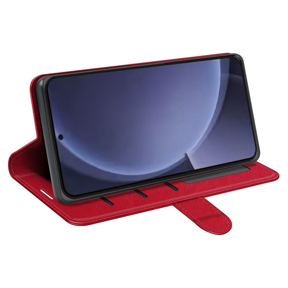 EIDERWOOD Samsung Galaxy S25+ (Plus) Konstläder Flip Fodral m. Korthållare & Ställfunktion - Röd