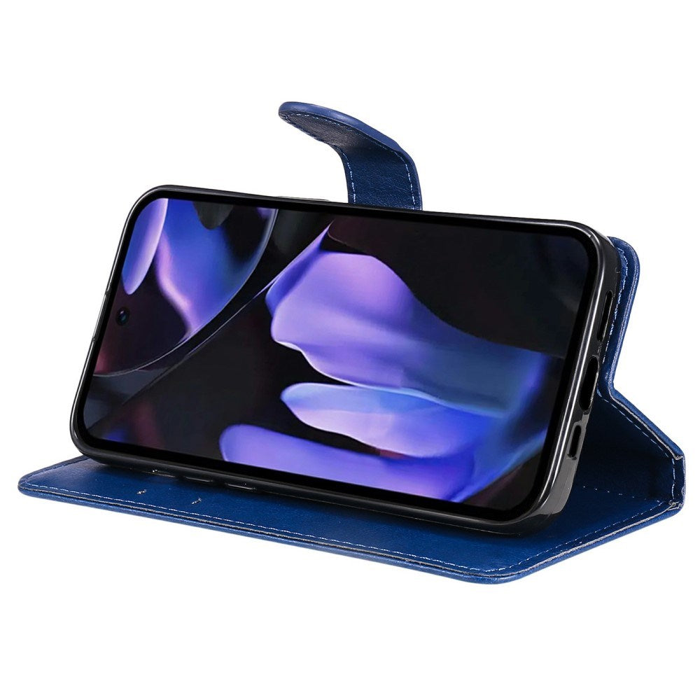 EIDERWOOD Google Pixel 9a Konstläder Flip Fodral m. Korthållare & Rem - Blå