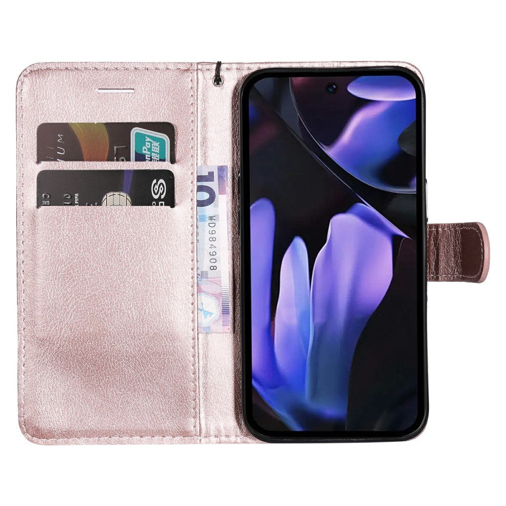 EIDERWOOD Google Pixel 9a Konstläder Flip Fodral m. Korthållare & Rem - Rosa