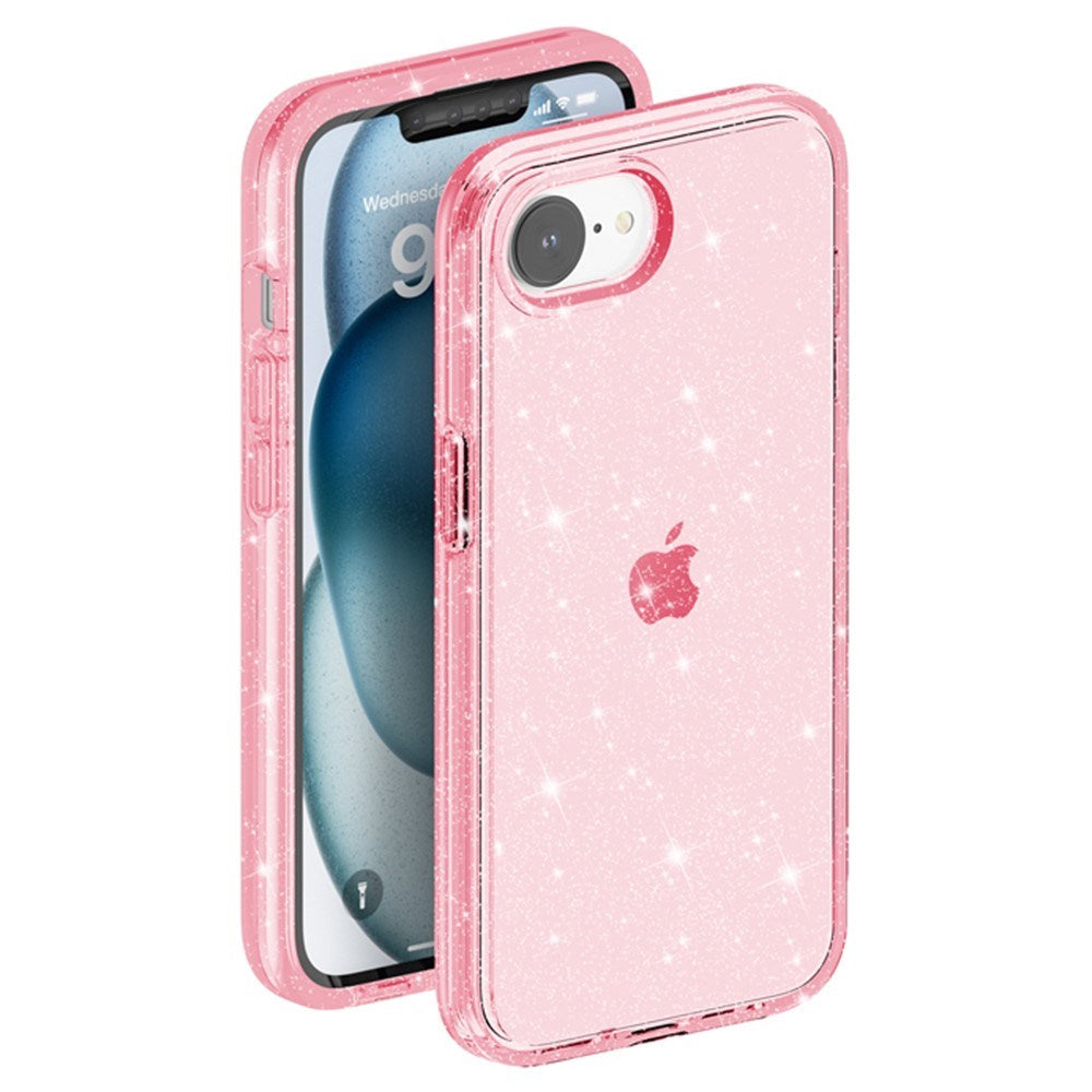 EIDERWOOD iPhone 16e Hybrid Glitter Plast Skal - MagSafe Kompatibel - Rosa