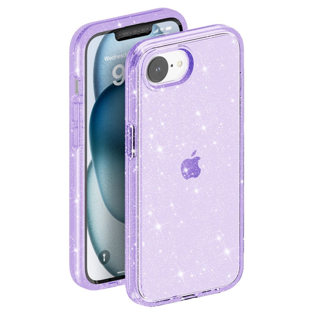 EIDERWOOD iPhone 16e Hybrid Glitter Plast Skal - MagSafe Kompatibel - Lila