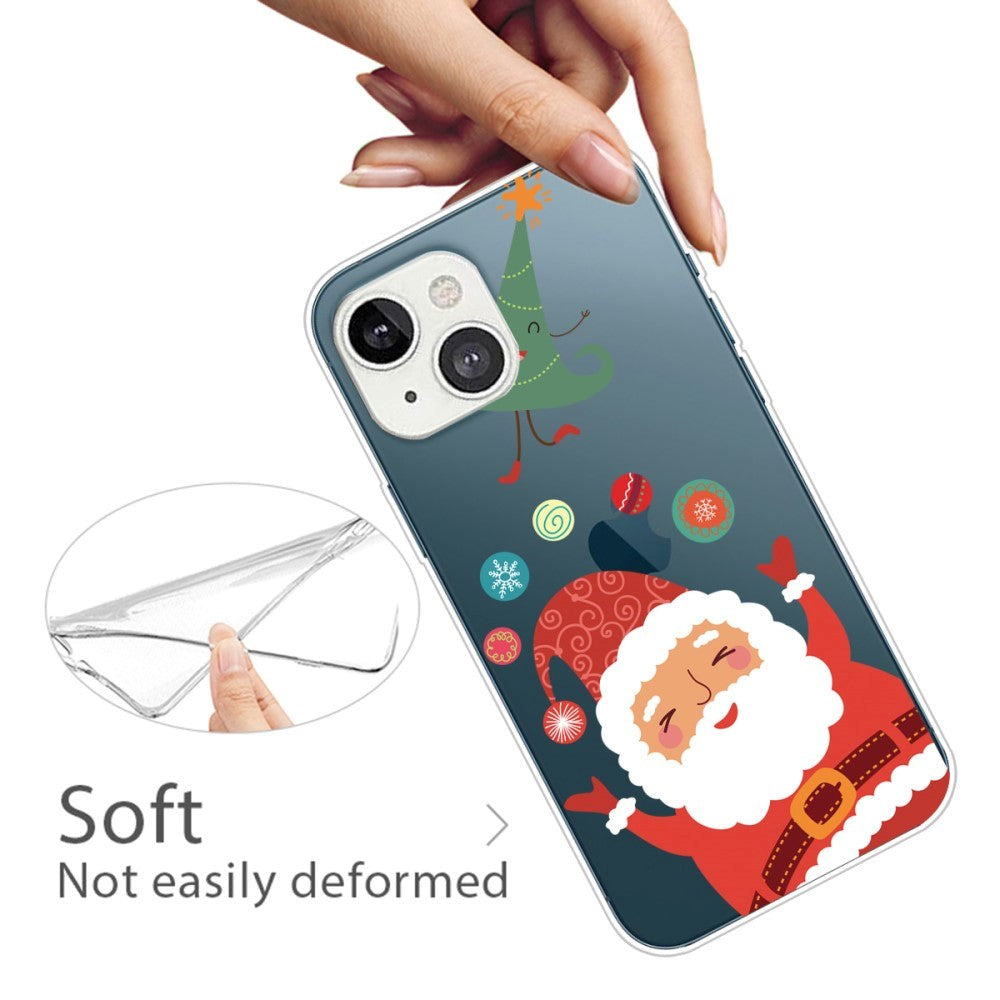 iPhone 14 TPU Plast Skal - Jul-tema - Jultomten och Julgranen