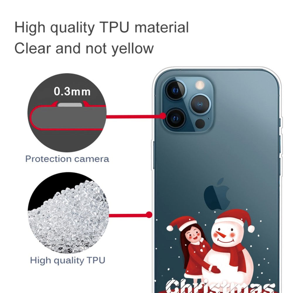 iPhone 14 Pro TPU Plast Skal - Jul-tema - Flicka med Snögubbe