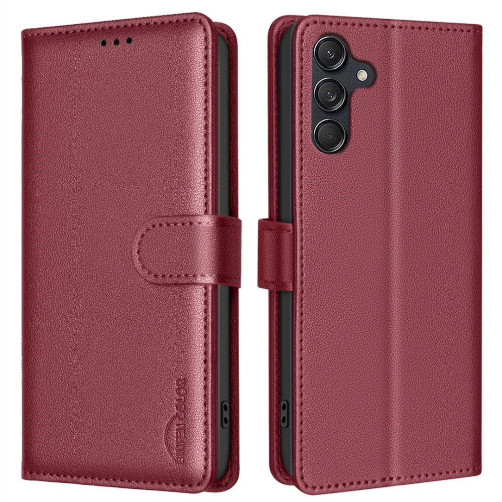 Samsung Galaxy A26 (5G) BINFEN Konstläder Fodral m. RFID Blockering - Röd