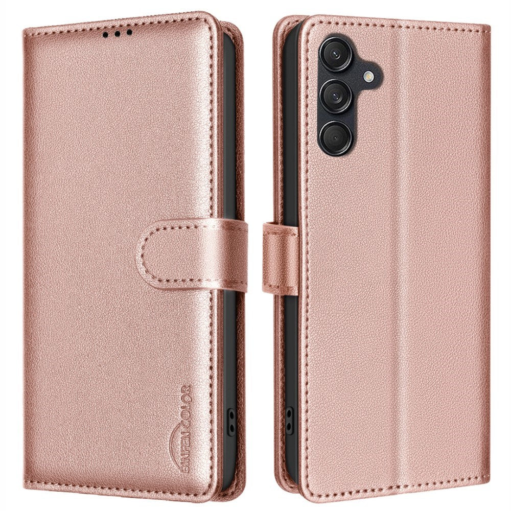 Samsung Galaxy A26 (5G) BINFEN Konstläder Fodral m. RFID Blockering - Rose Gold