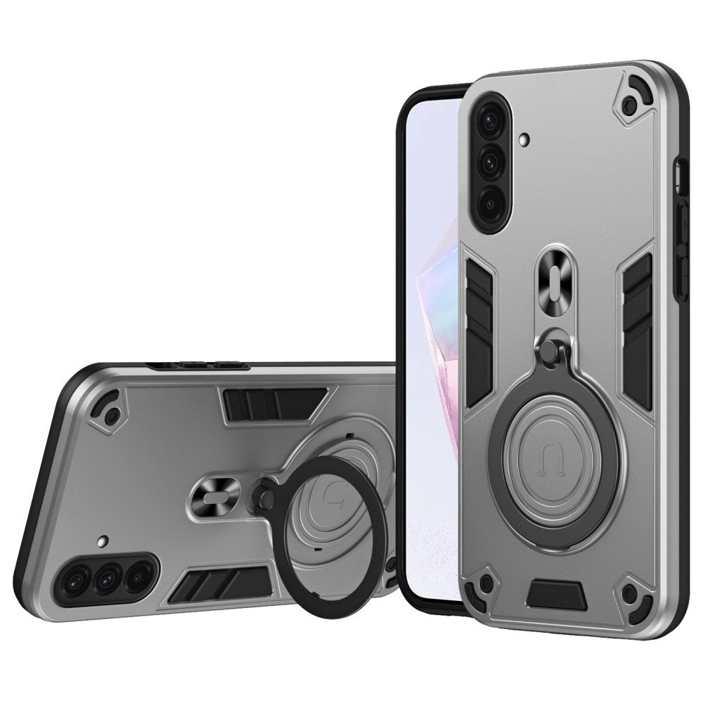 EIDERWOOD Samsung Galaxy A36 (5G) Hybrid Skal med 360 Graders Roterbart Kickstand - MagSafe Kompatibelt - Silver