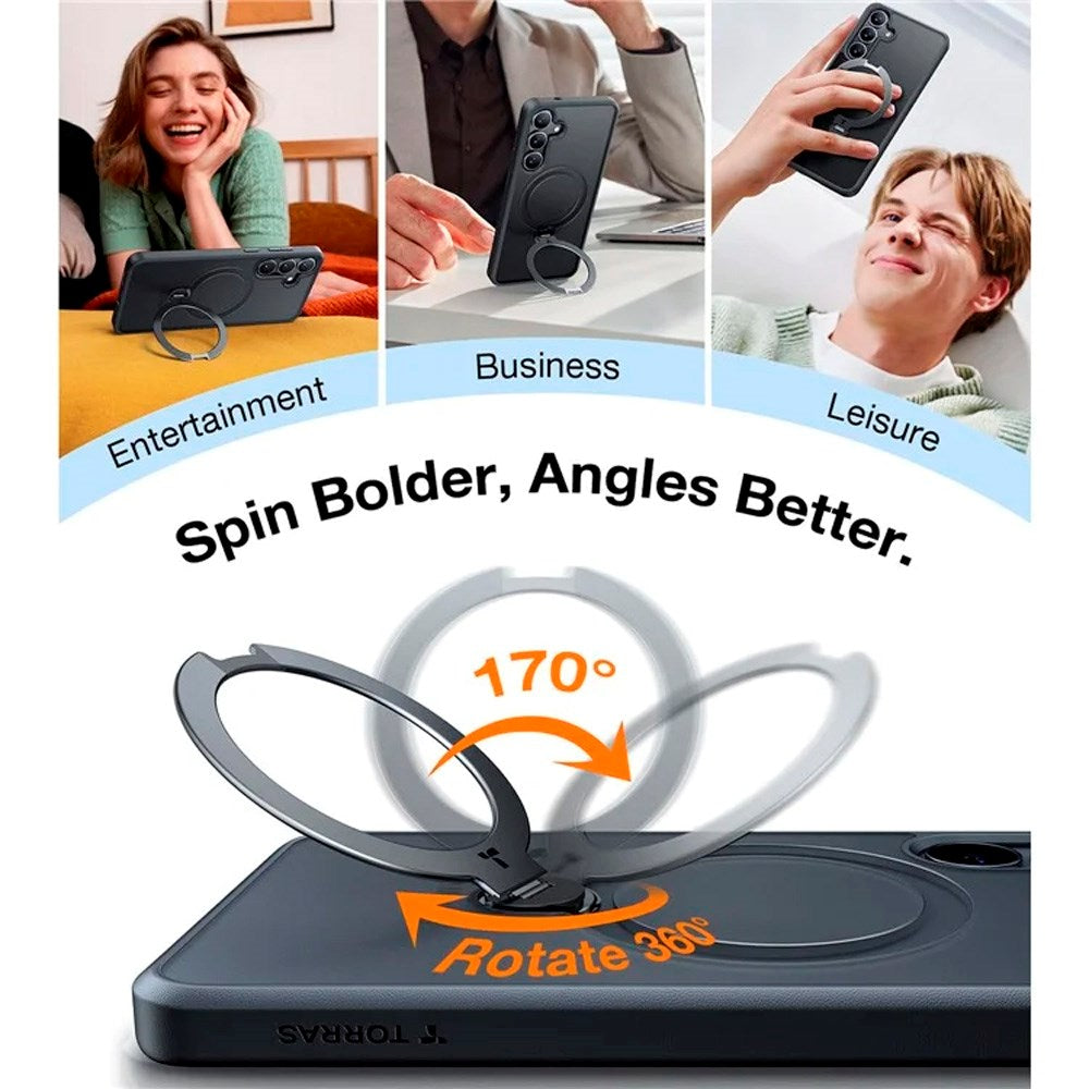 TORRAS Samsung Galaxy S25 Hybrid Skal m. Kickstand - MagSafe Kompatibel - Svart