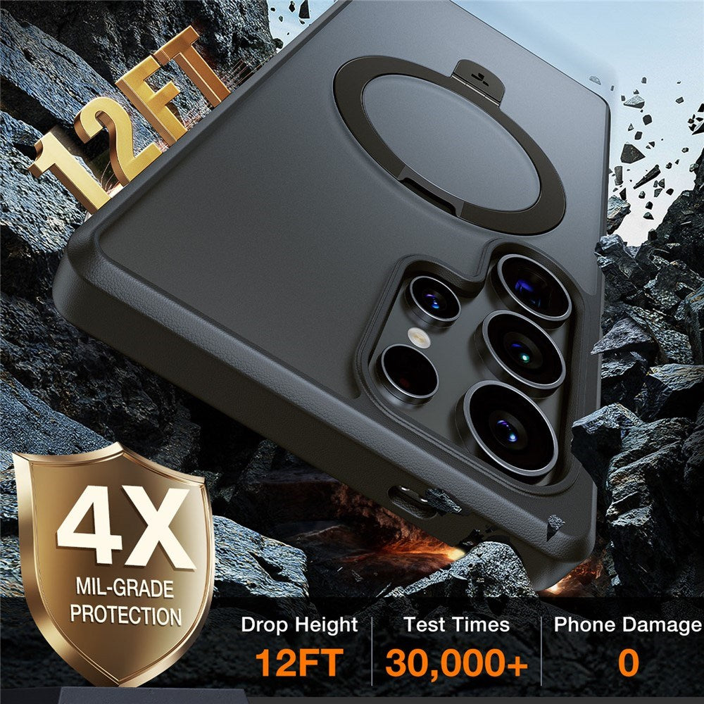 TORRAS Samsung Galaxy S25 Ultra Guardian Ostand Hybrid Skal m. Kickstand - MagSafe Kompatibel - Svart