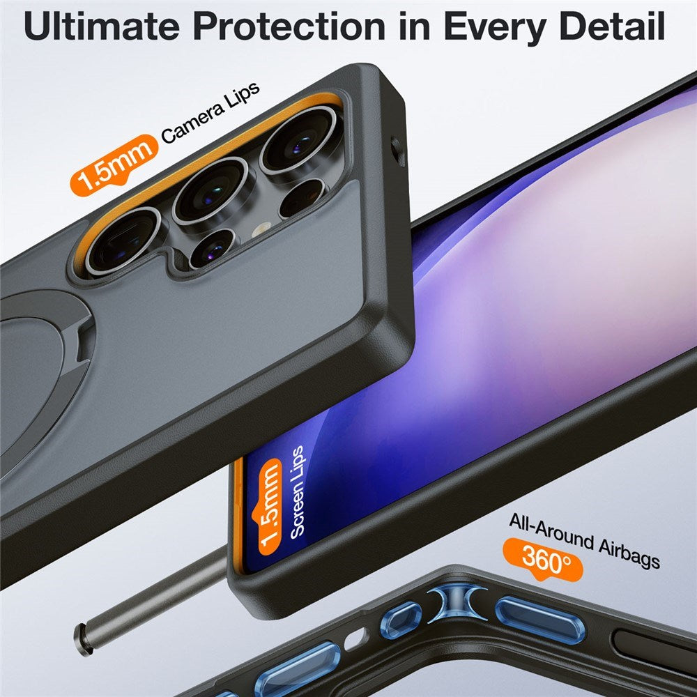 TORRAS Samsung Galaxy S25 Ultra Guardian Ostand Hybrid Skal m. Kickstand - MagSafe Kompatibel - Svart