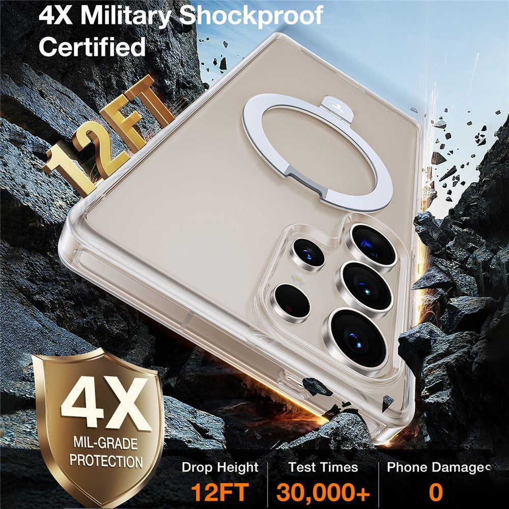 TORRAS Samsung Galaxy S25 Ultra Guardian Ostand Hybrid Skal m. Kickstand - MagSafe Kompatibel - Genomskinlig